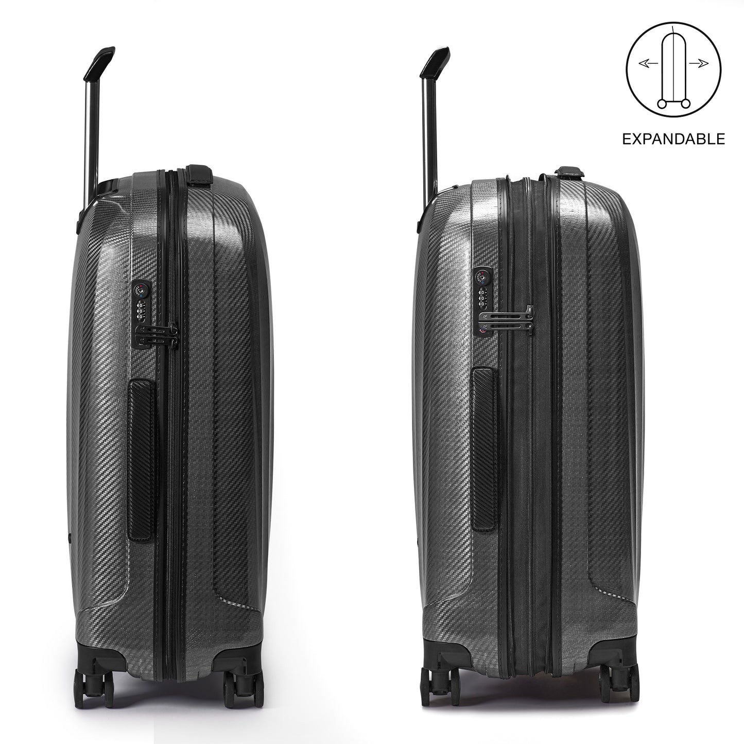Roncato We ARE DLX  nero grafite 24 inch checked in suitcase, black hardcase luggage