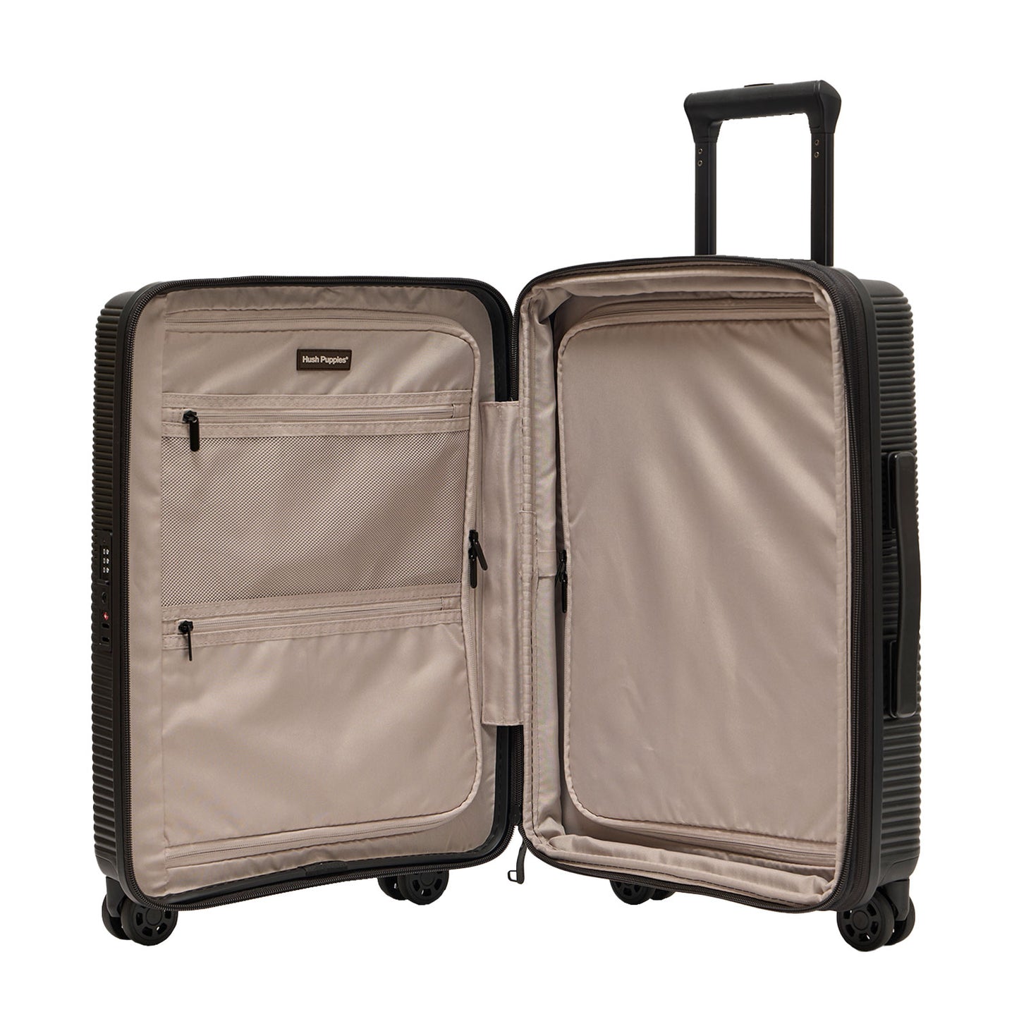 Hush Puppies black 20 inch cabin suitcase, model 69-4036 hardcase luggage