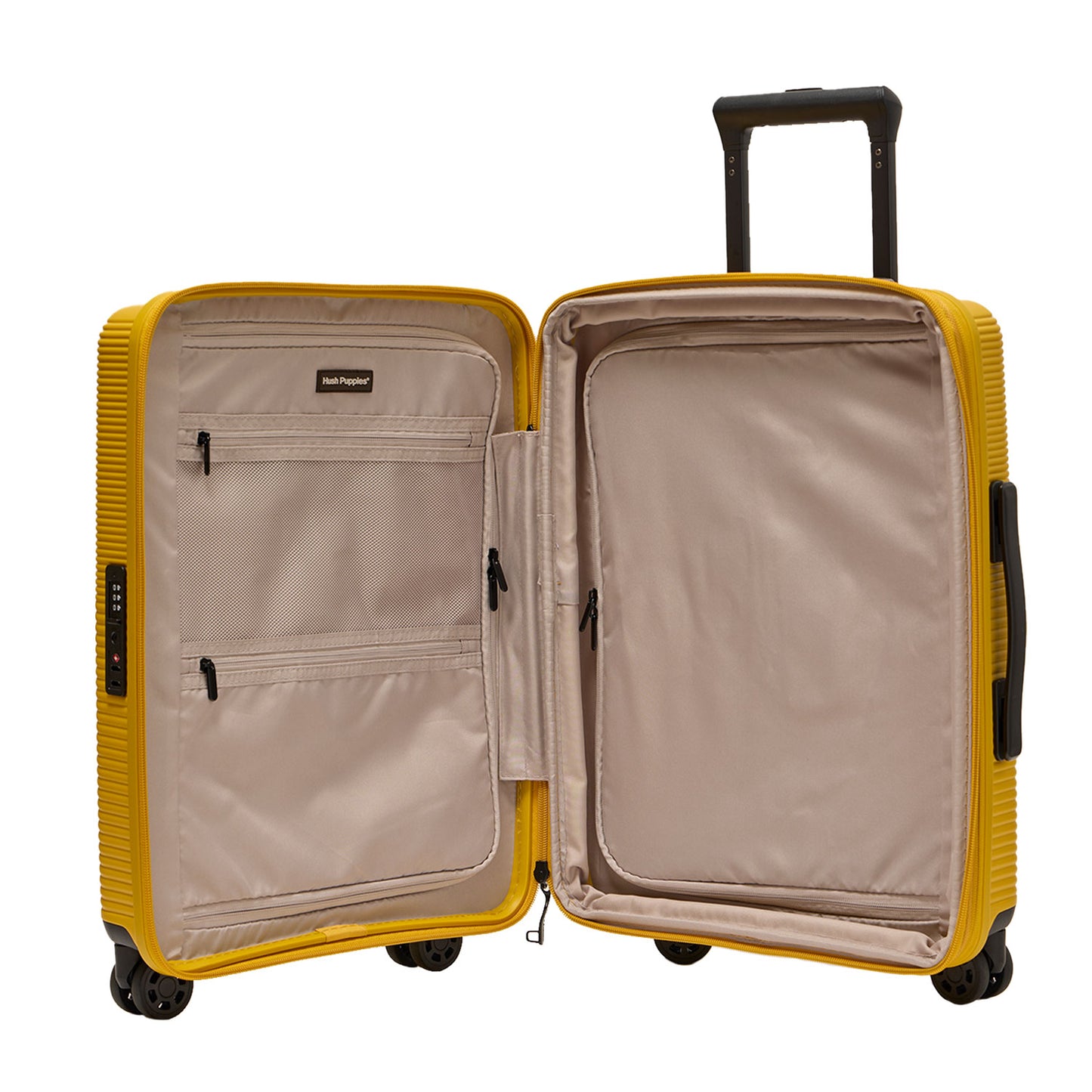 Hush Puppies yellow 20 inch cabin suitcase, model 69-4036 hardcase luggage