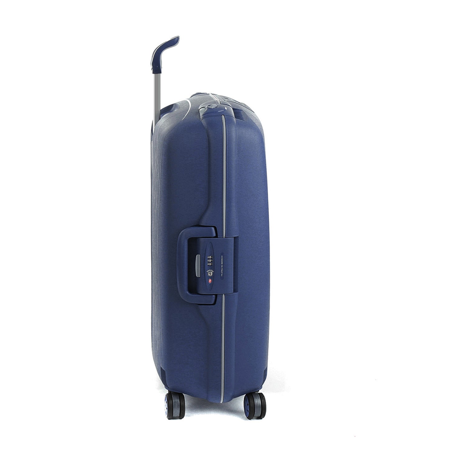 Roncato Light navy 28 inch checked suitcase, hardcase luggage with TSA lock system