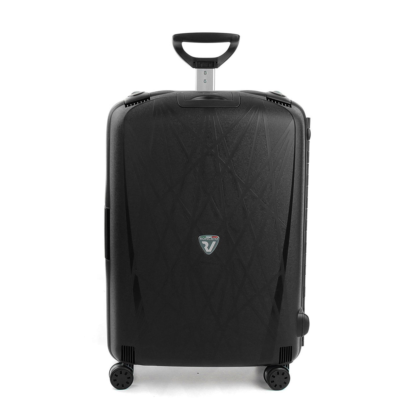 Roncato Light black 28 inch checked suitcase, hardcase luggage with TSA lock system