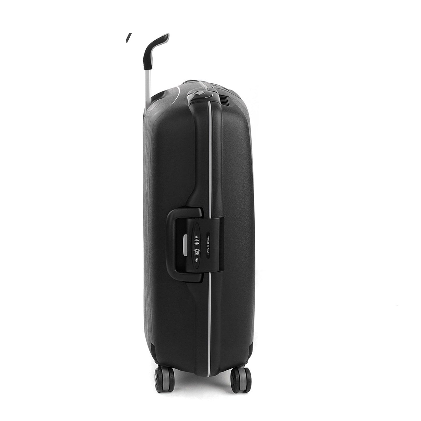 Roncato Light black 28 inch checked suitcase, hardcase luggage with TSA lock system