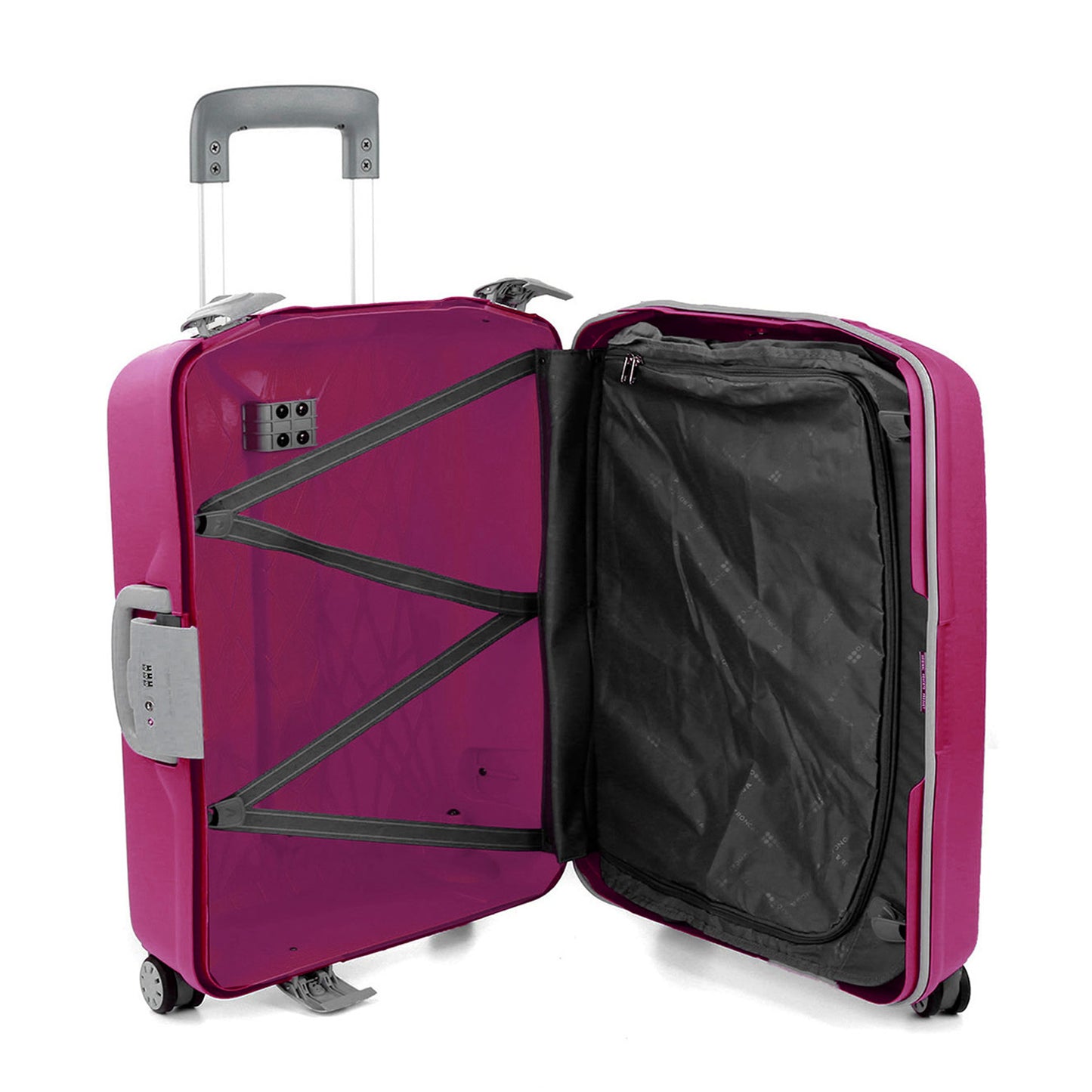 Roncato Light magenta 20 inch cabin suitcase, hardcase carry-on luggage with TSA lock system