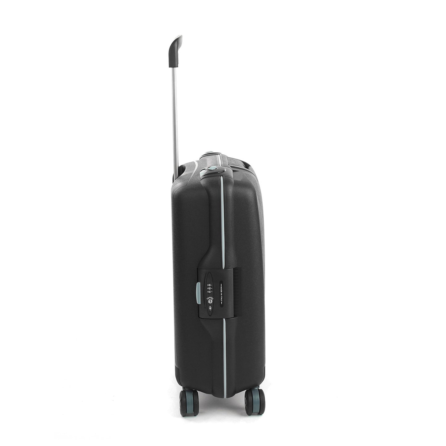 Roncato Light black 20 inch cabin suitcase, hardcase carry-on luggage with TSA lock system