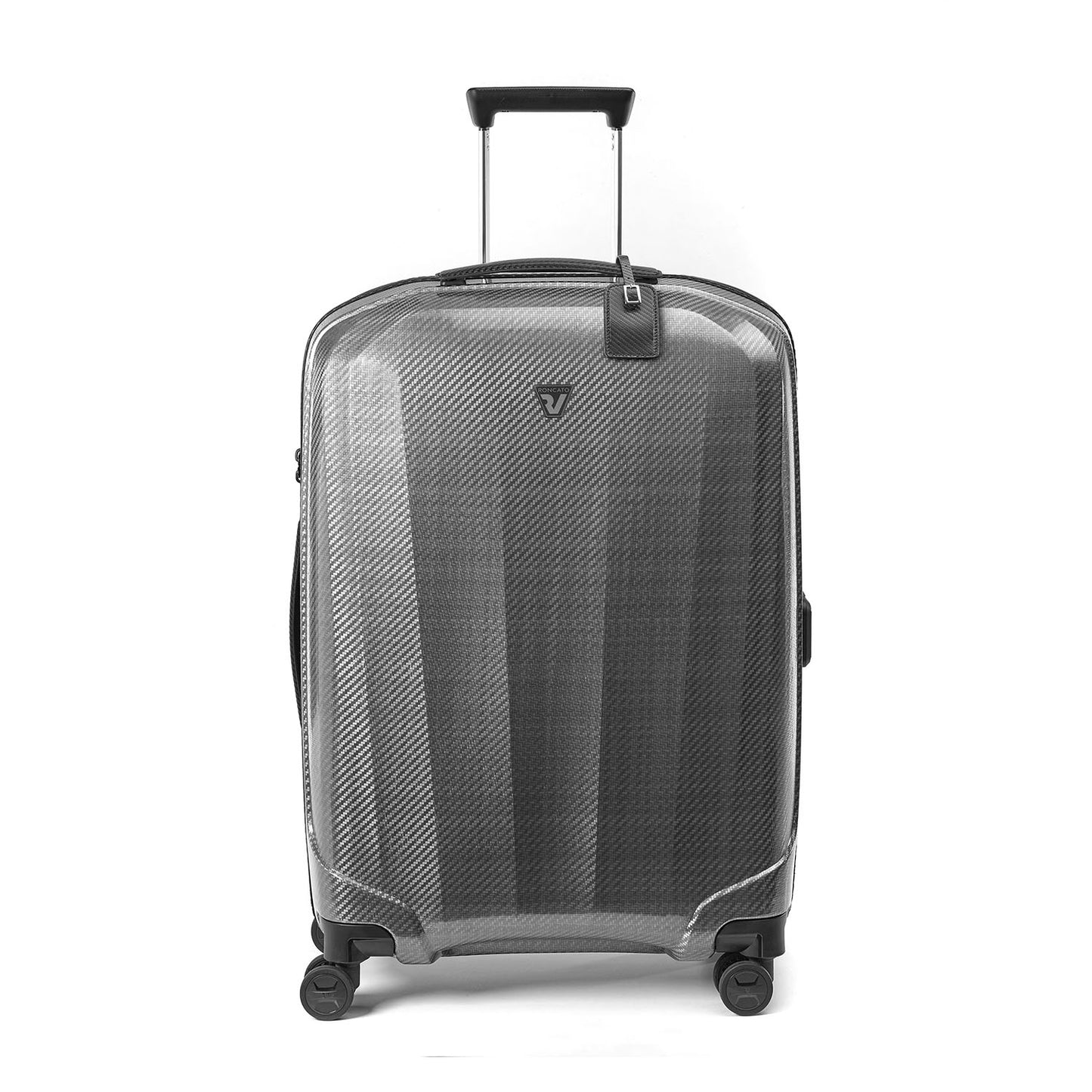 Roncato We ARE DLX  nero platino 24 inch checked in suitcase, grey hardcase luggage