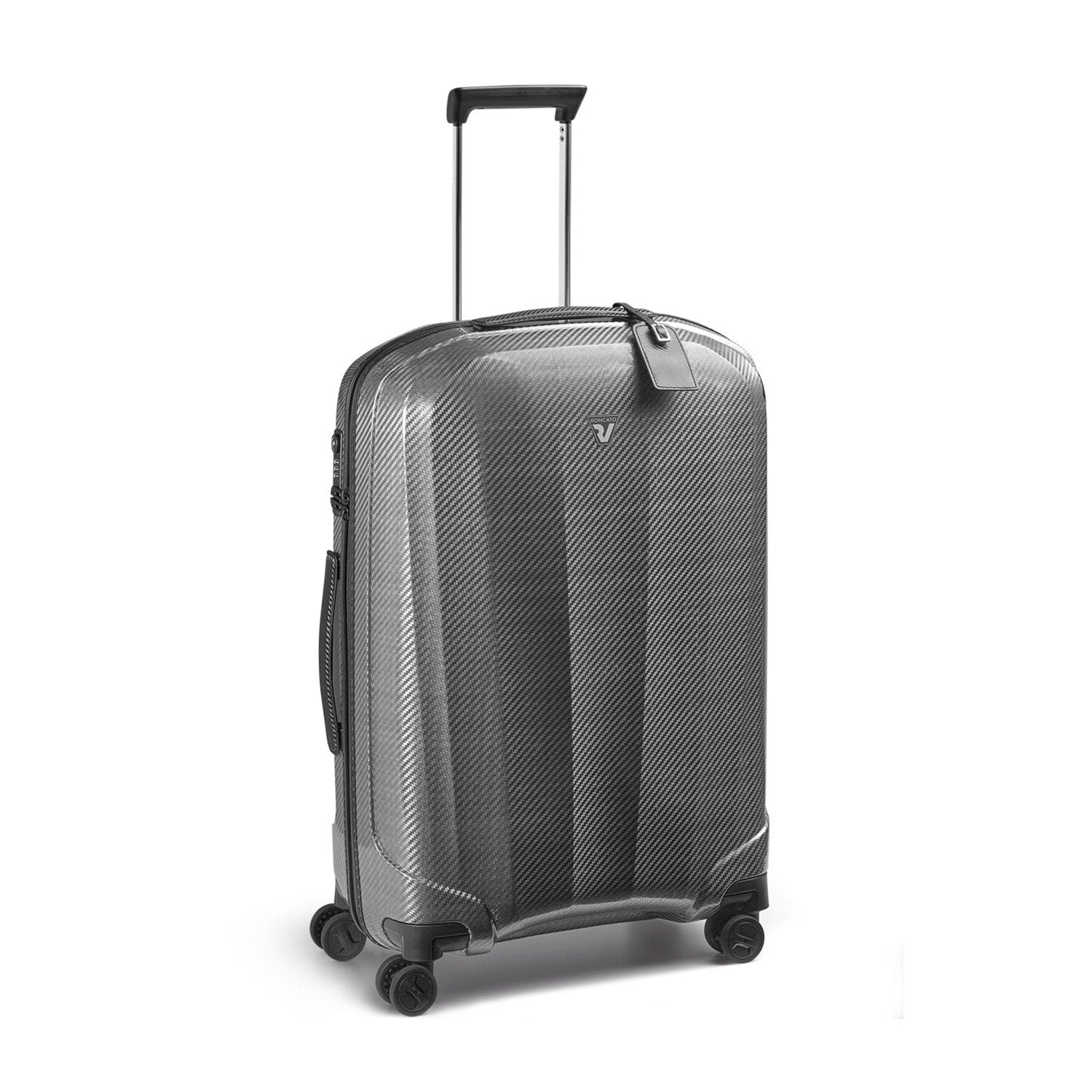 Roncato We ARE DLX  nero platino 24 inch checked in suitcase, grey hardcase luggage