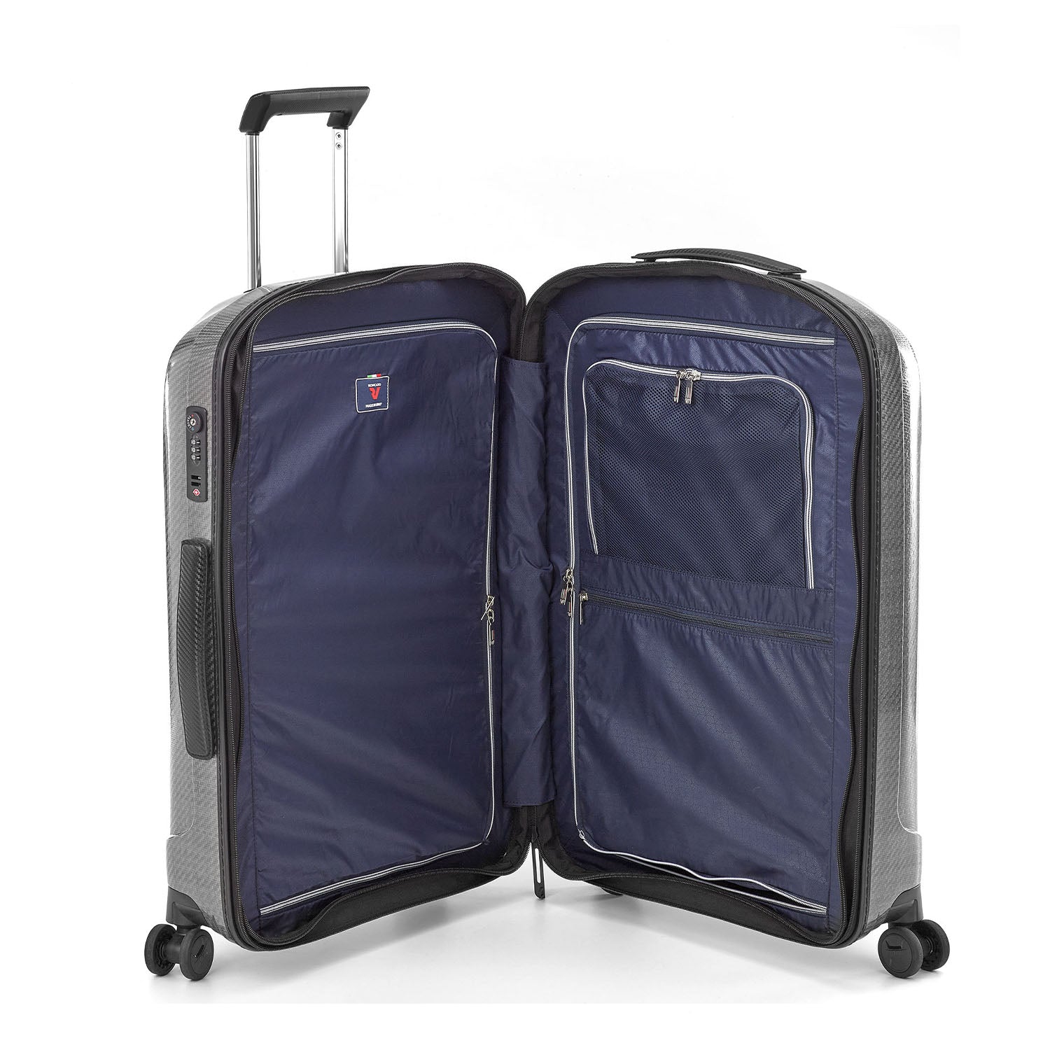 Roncato We ARE DLX  nero platino 24 inch checked in suitcase, grey hardcase luggage