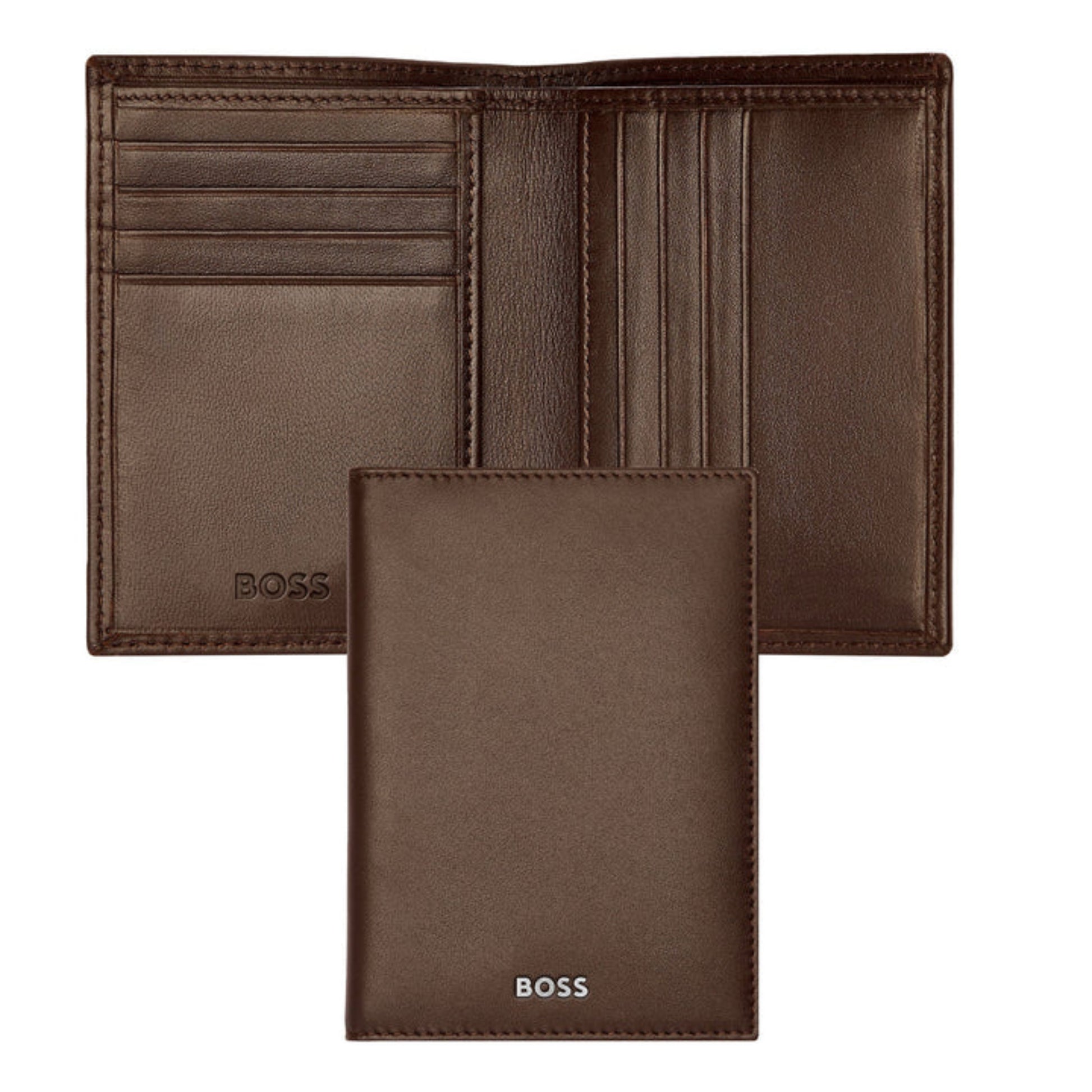 HUGO BOSS Classic  Smooth Folding Card Holder Brown HLE403Y