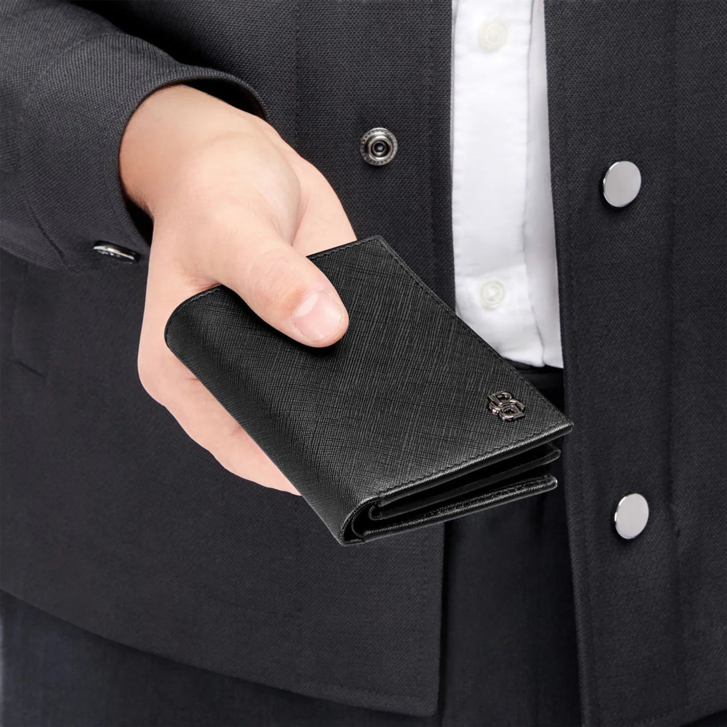 BOSS Double B Saffiano Card Holder (with flap)