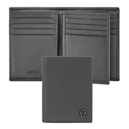 HUGO BOSS Double B Saffiano with flap Card Holder Grey HLF526H