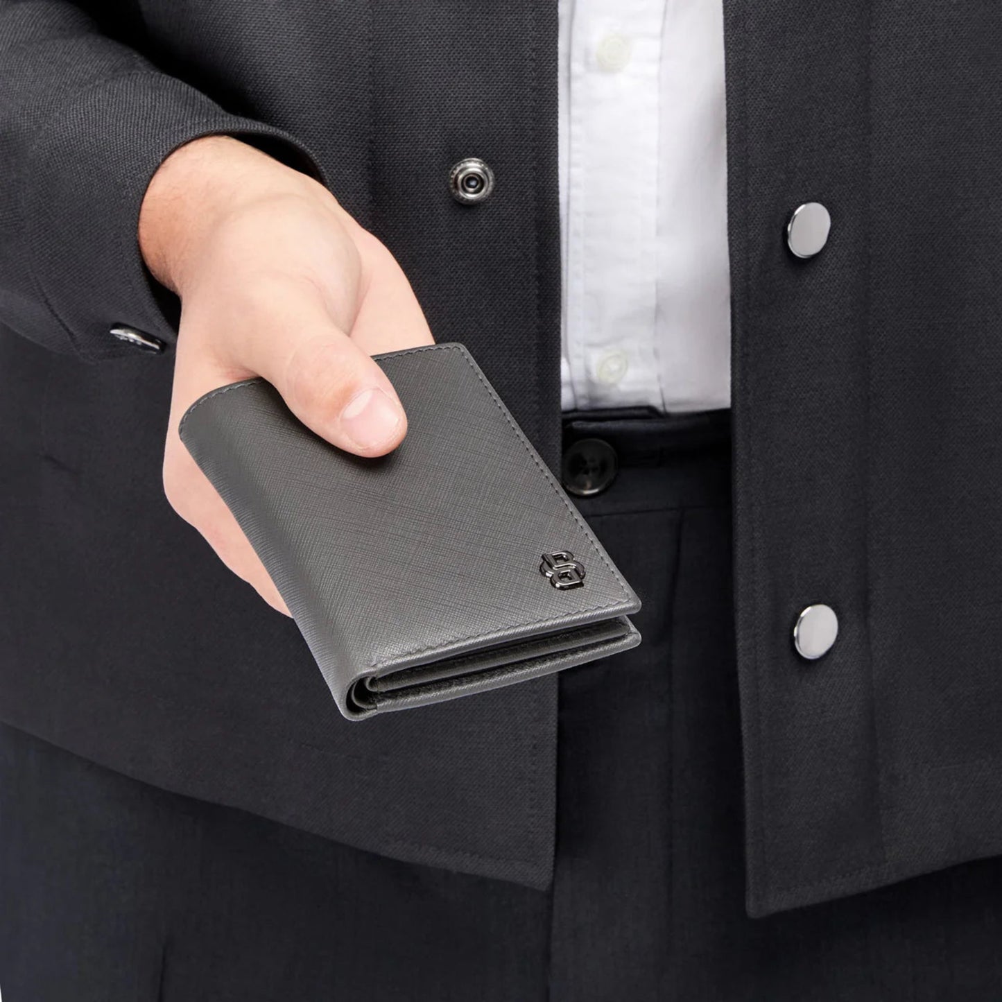 BOSS Double B Saffiano Card Holder (with flap)