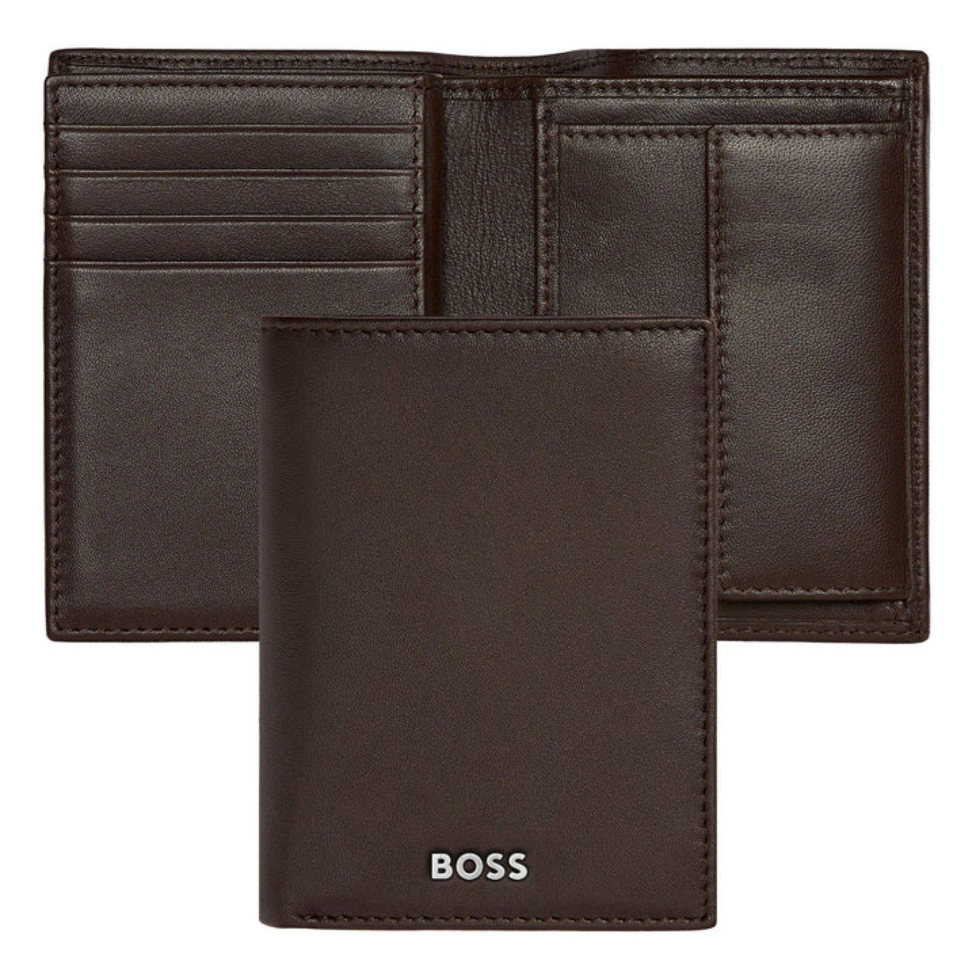 HUGO BOSS Classic Smooth Card Holder with flap and money pocket Brown HLG403Y