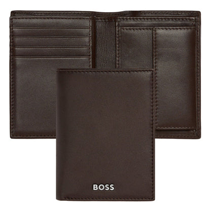 HUGO BOSS Classic Smooth Card Holder with flap and money pocket Brown HLG403Y