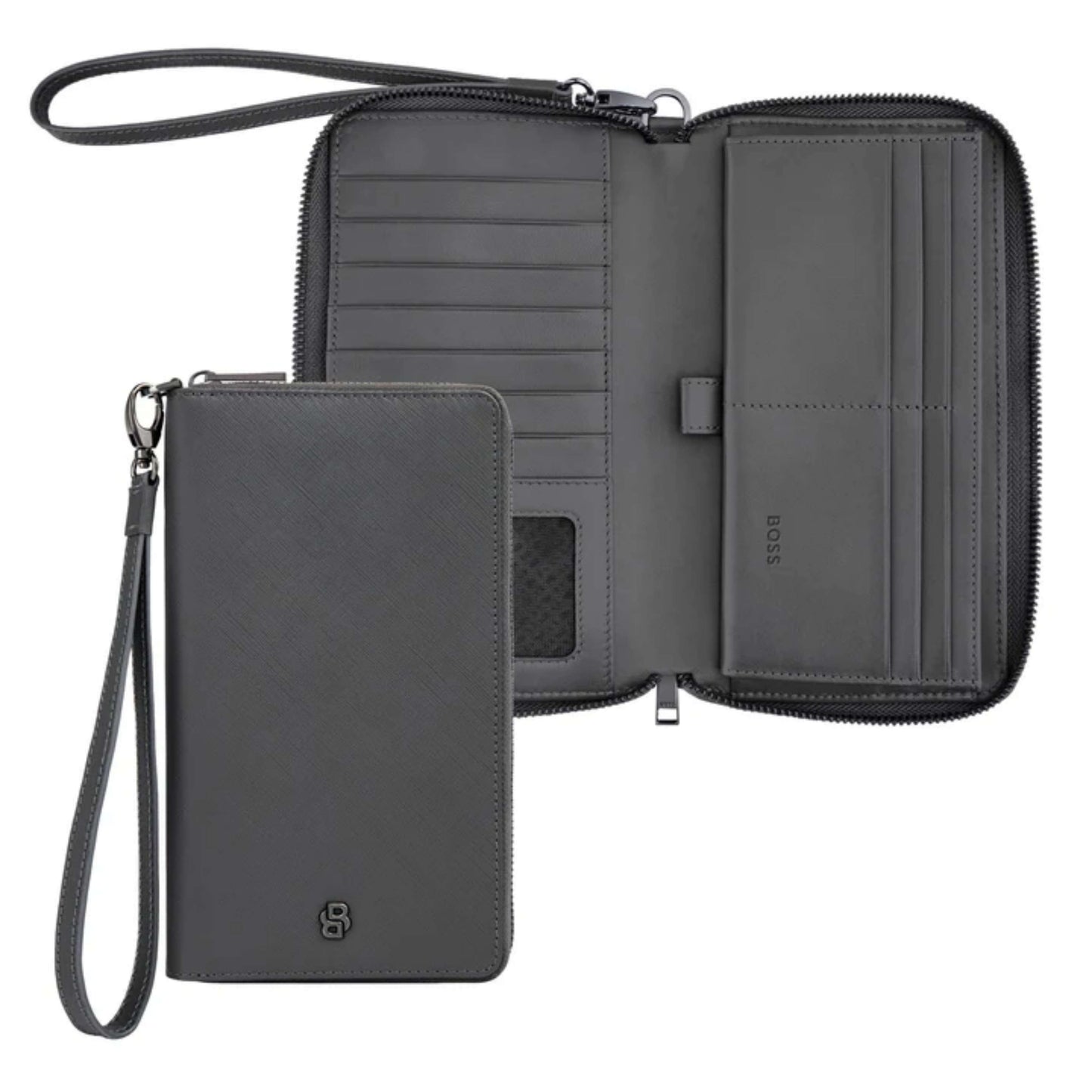 HUGO BOSS Double B Grey Travel Wallet HLL526H
