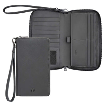 HUGO BOSS Double B Grey Travel Wallet HLL526H