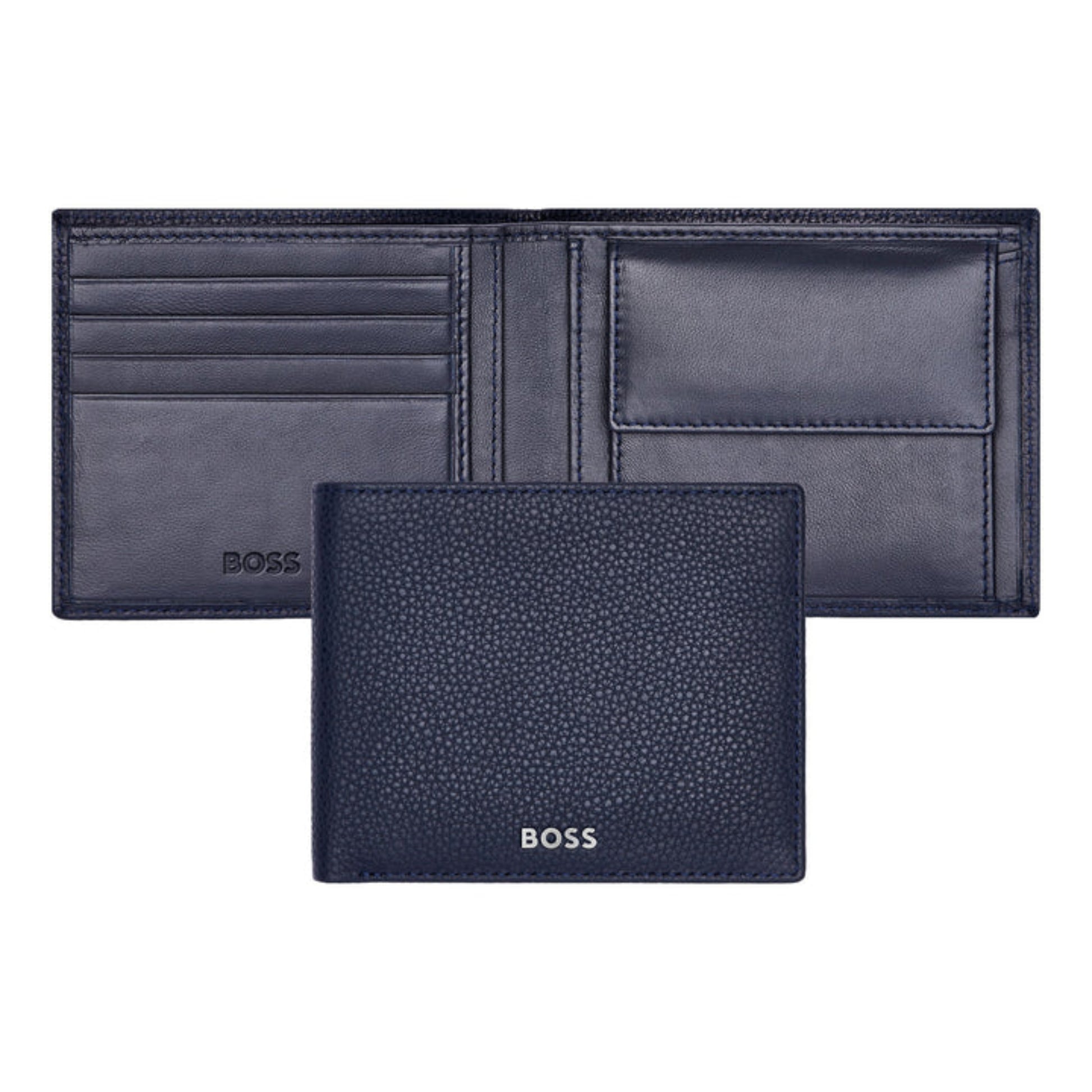 HUGO BOSS Classic Grained Coin Wallet Navy HLM416N