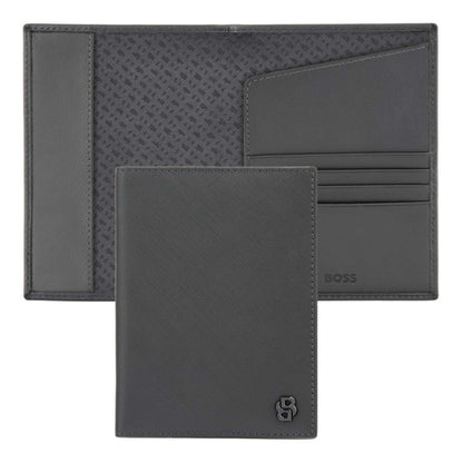 HUGO BOSS Double B Saffiano Passport Cover Grey HLP403A