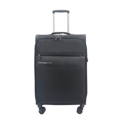 Hush Puppies black 24 inch checked in suitcase, model 69-3147 soft case luggage