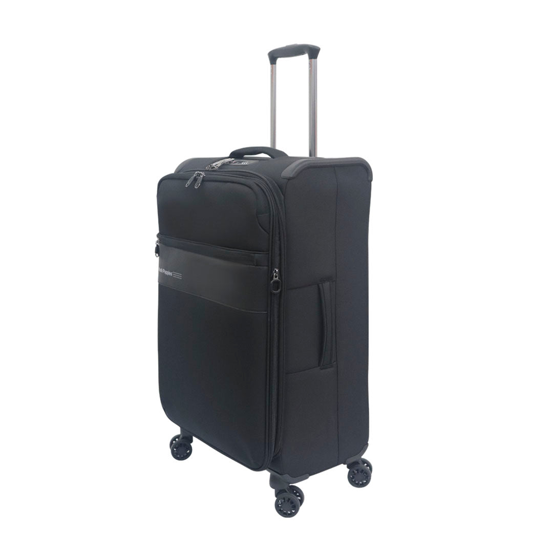 Hush Puppies black 24 inch checked in suitcase, model 69-3147 soft case luggage