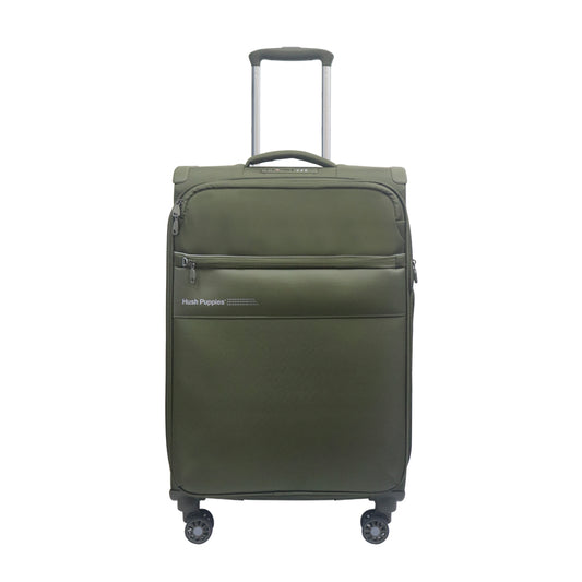 Hush Puppies dark green 24 inch checked in suitcase, model 69-3147 soft case luggage