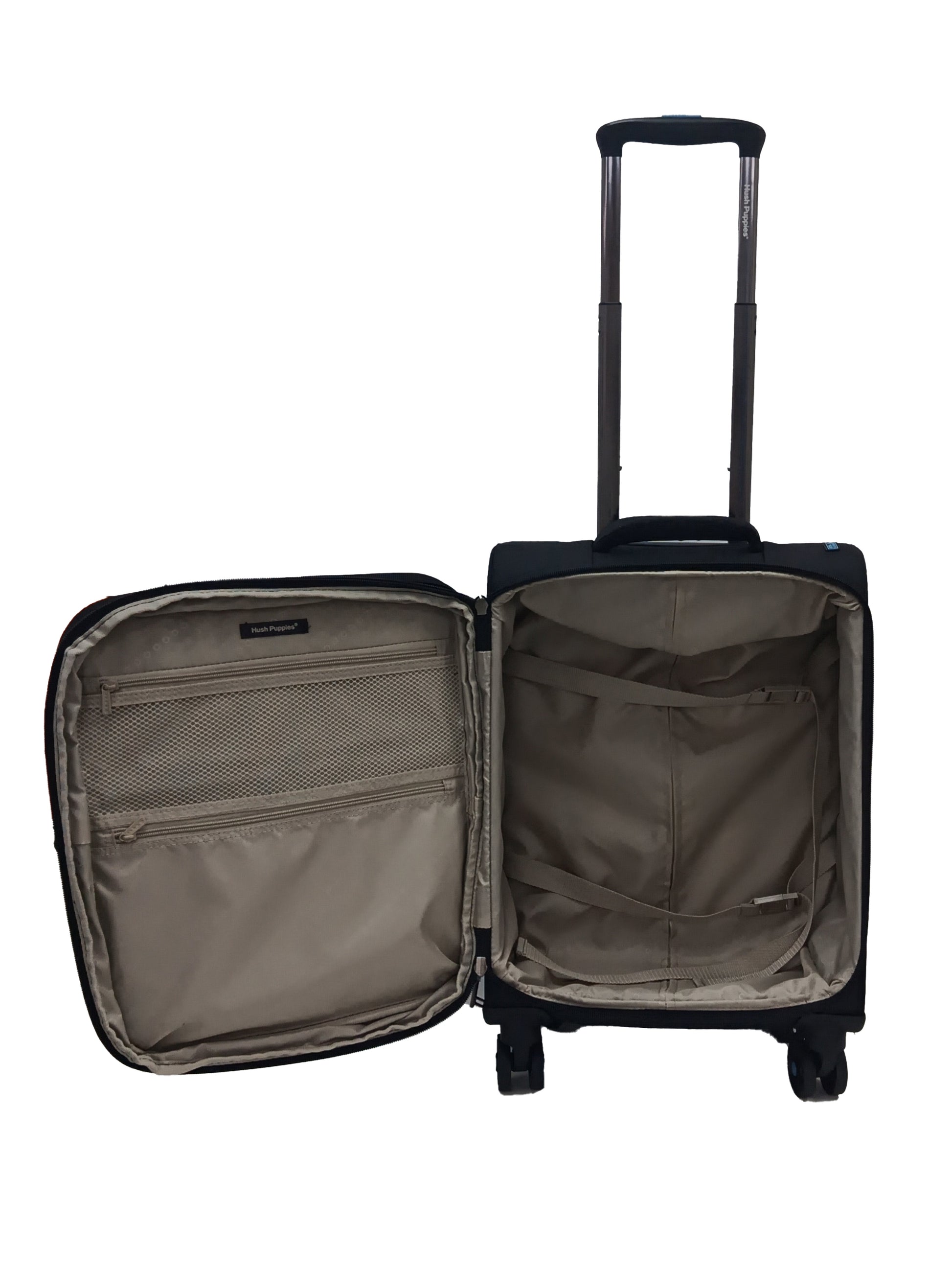 Hush Puppies 69-3149 Montreal Pop lightweight black cabin size carry-on luggage suitcase 