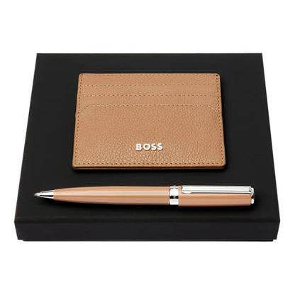HUGO BOSS Gift Set (Ballpoint Pen & Card Holder) Camel HPBC254Z