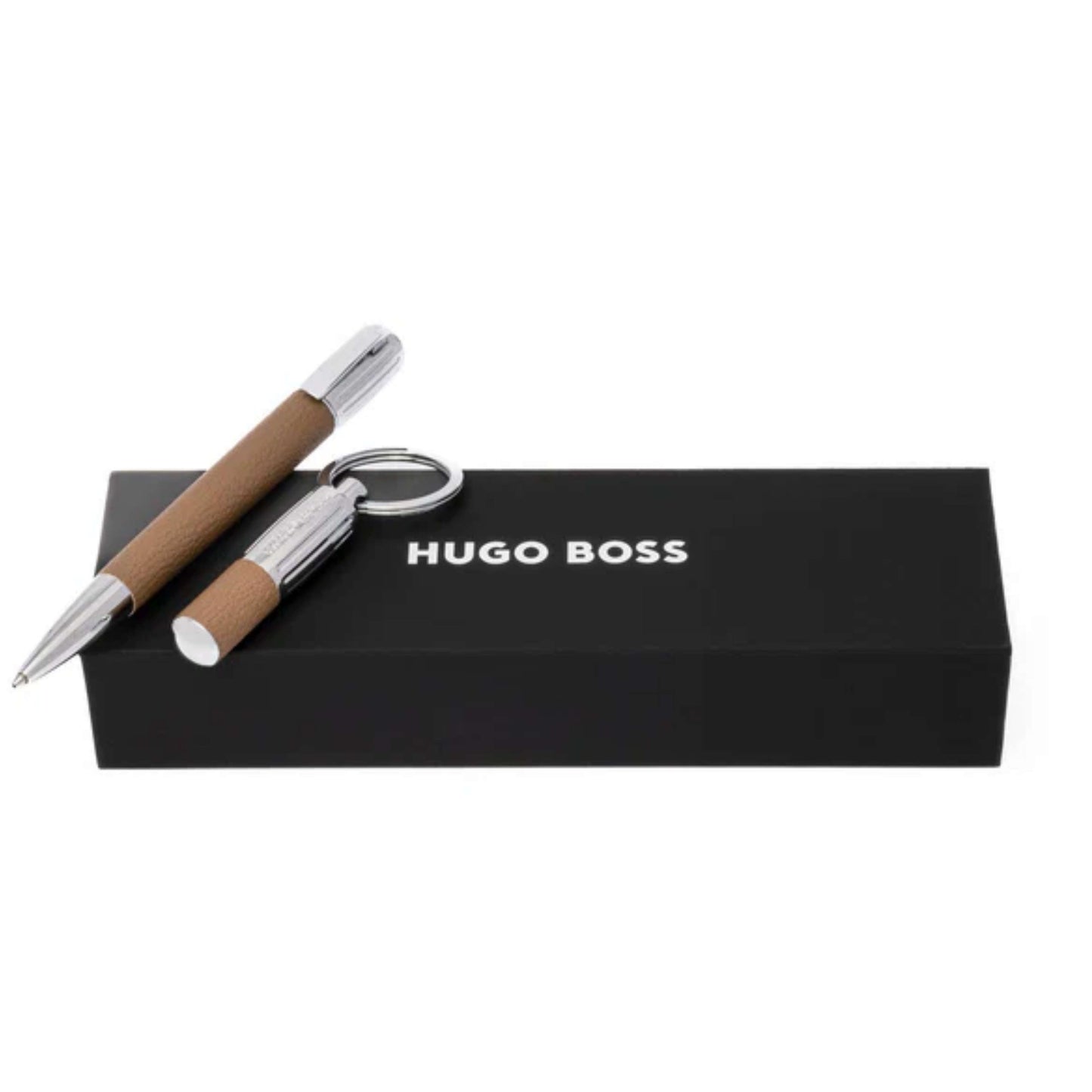 HUGO BOSS Pebbled Set (Ballpoint Pen & Key Ring) Camel HPBK410X