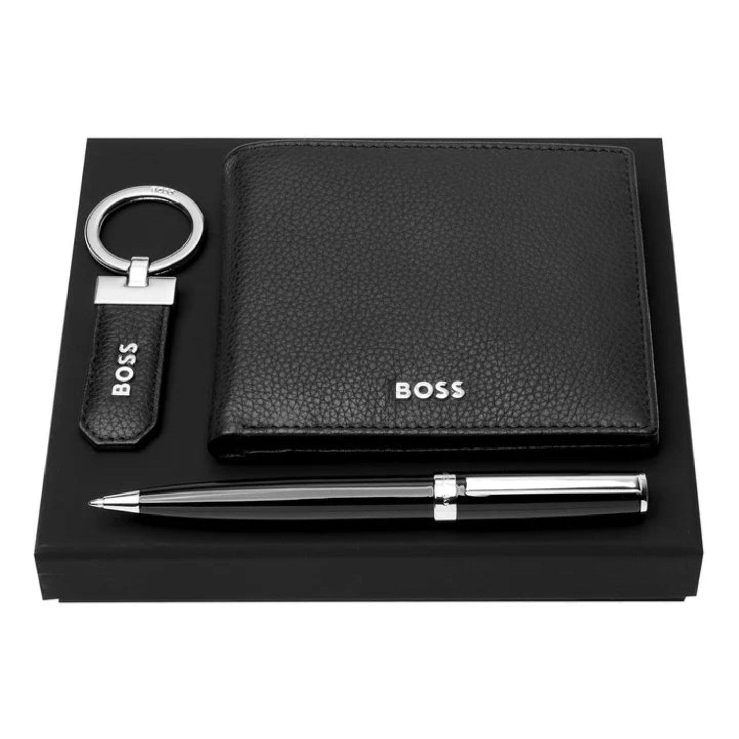 HUGO BOSS Gift Set (Ballpoint Pen, Keyring & Wallet) Black HPBKW416A