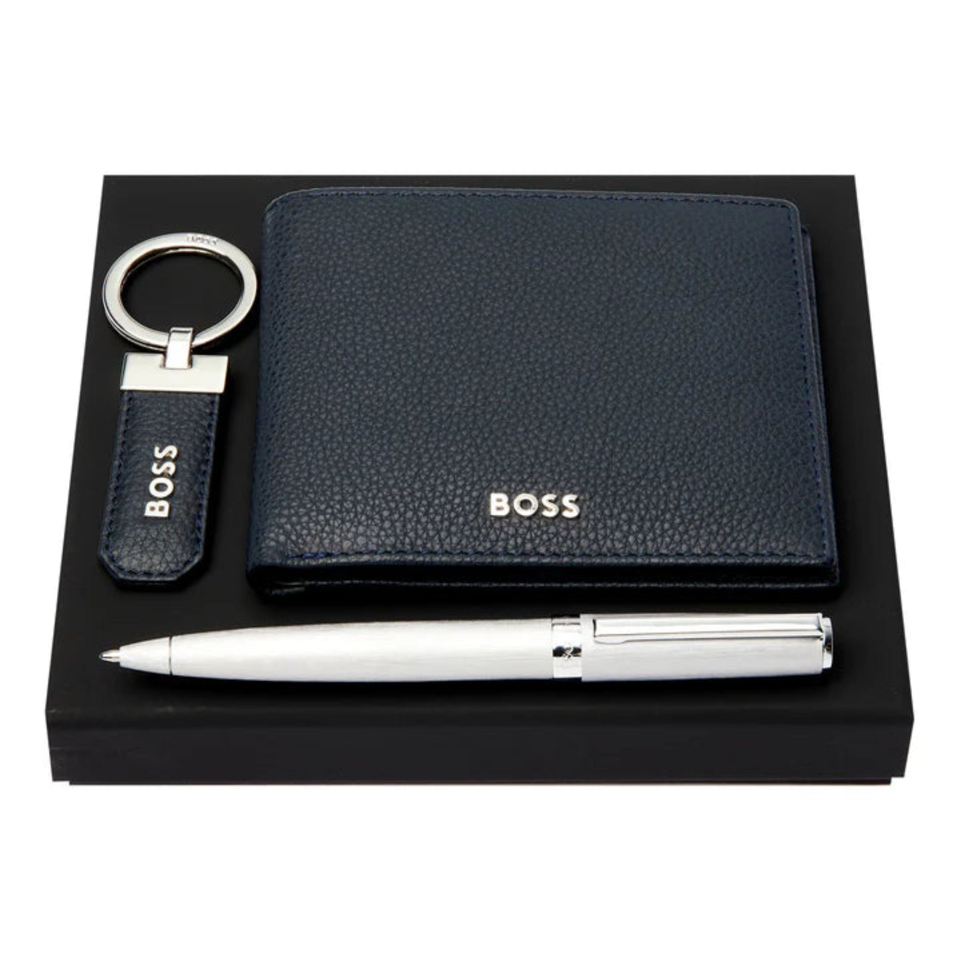 HUGO BOSS Gift Set (Ballpoint Pen, Keyring, Wallet) Navy HPBKW416N