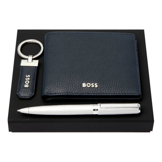 HUGO BOSS Gift Set (Ballpoint Pen, Keyring, Wallet) Navy HPBKW416N