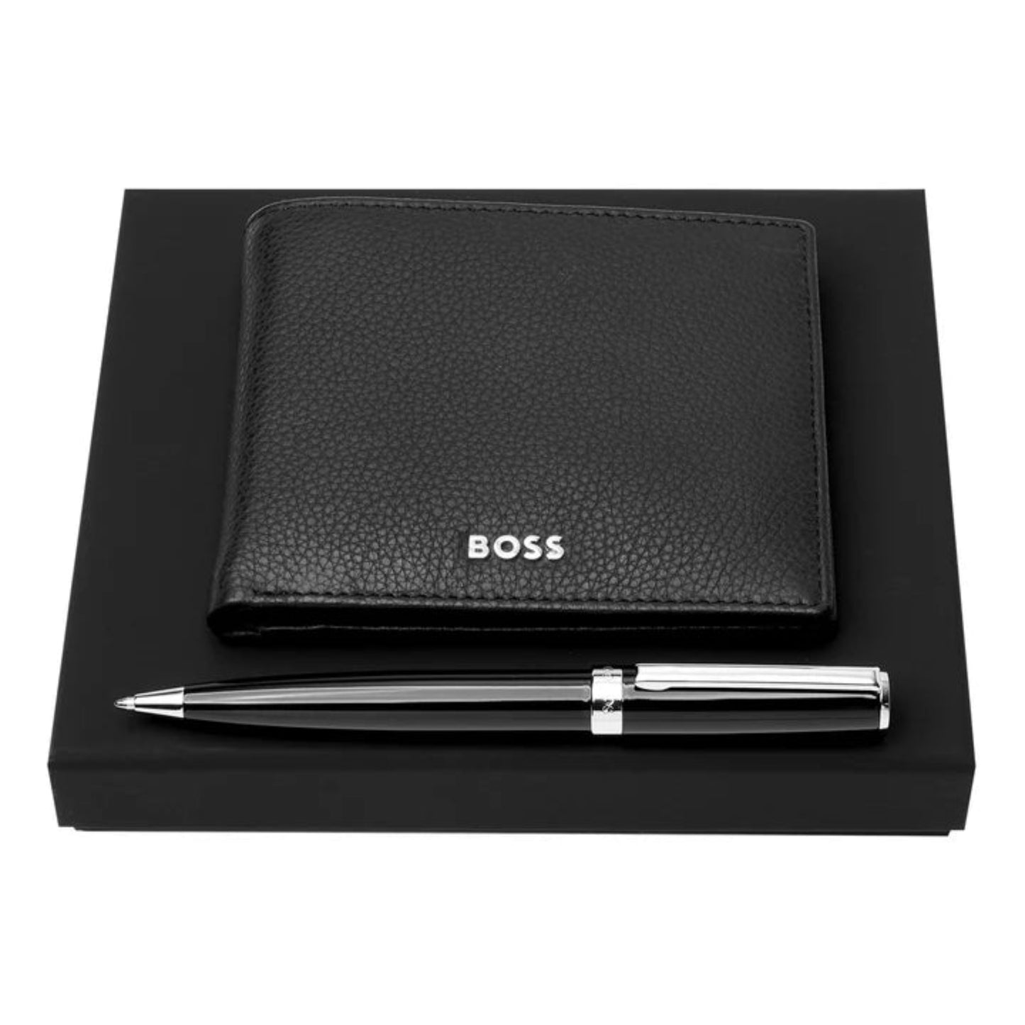 HUGO BOSS Ballpoint Pen & Classic Grained Wallet Gift Set Black HPBW416A