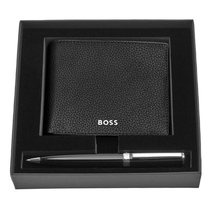 BOSS Ballpoint Pen & Classic Grained Wallet Gift Set