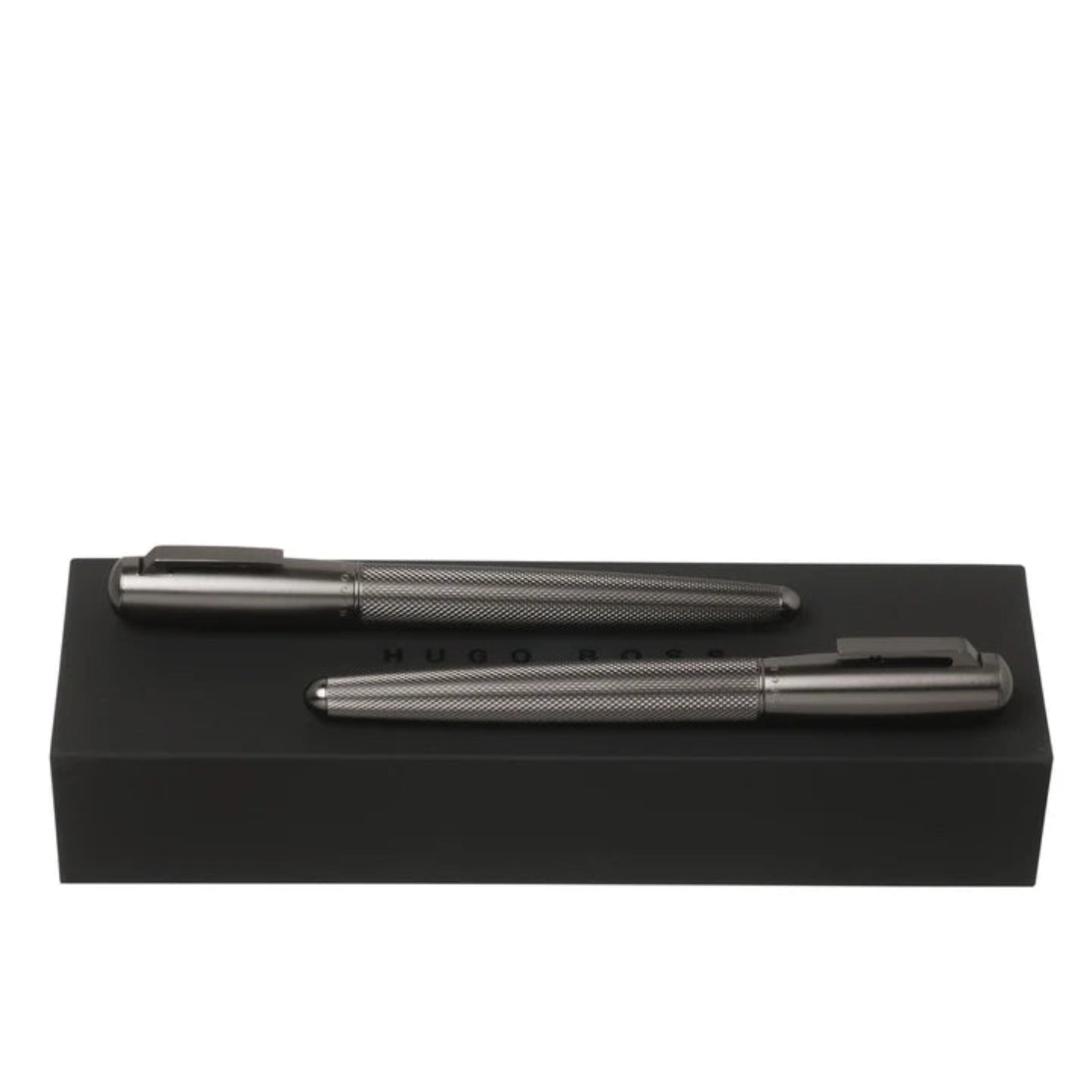 HUGO BOSS Pure Matte Rollerball & Fountain Pen Gift Set Dark Chrome HPPR603