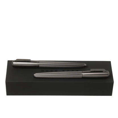 HUGO BOSS Pure Matte Rollerball & Fountain Pen Gift Set Dark Chrome HPPR603