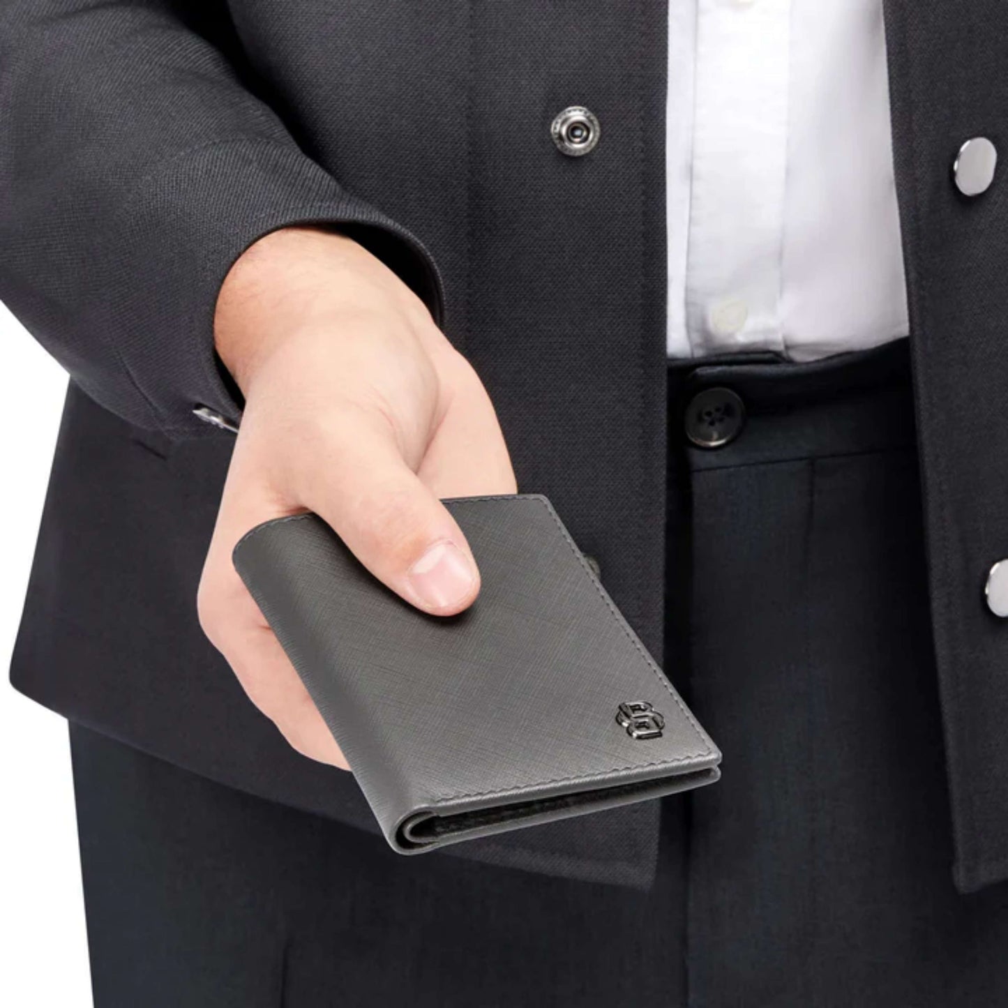 BOSS Double B Saffiano Passport Holder