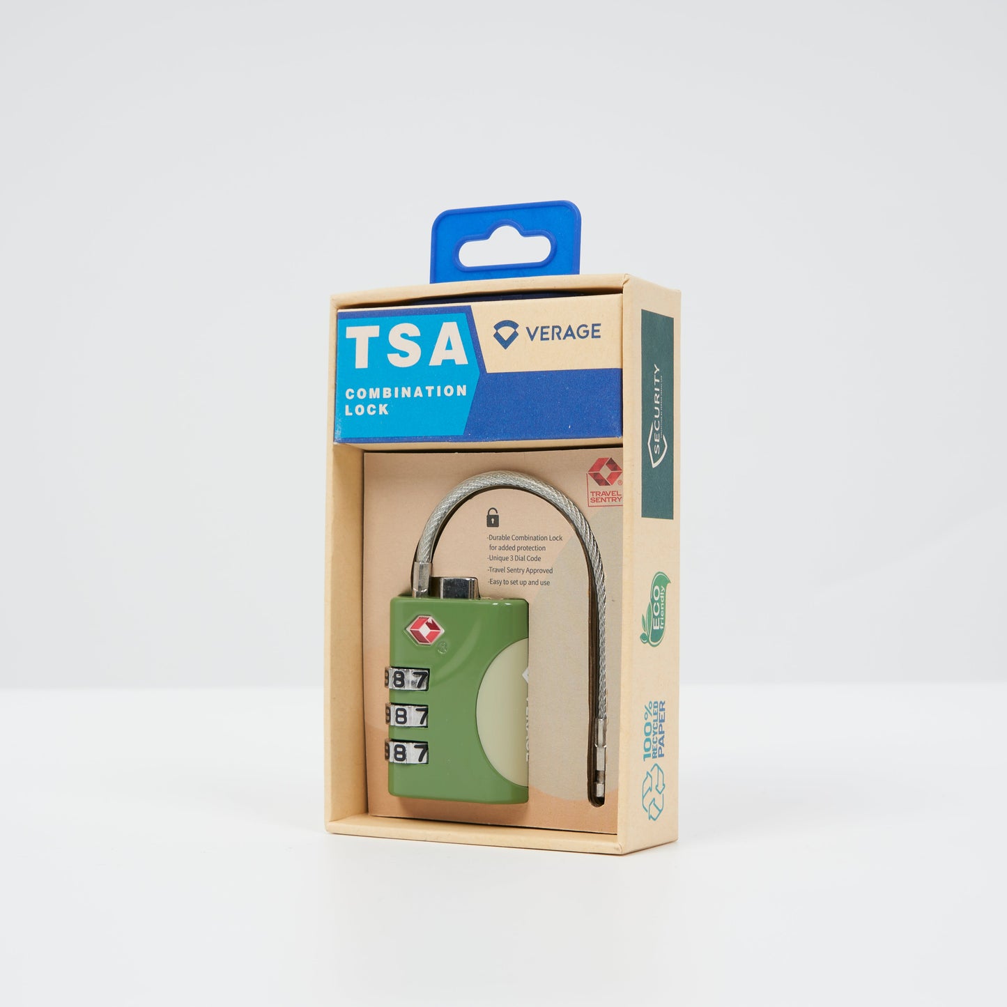 Verage TSA 3 Dial Cable Combination Lock VG5136